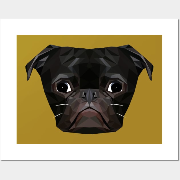 Black Pug Wall Art by TheLowPolyArtist